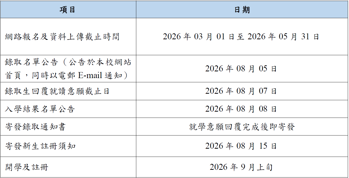 春季班重要日程